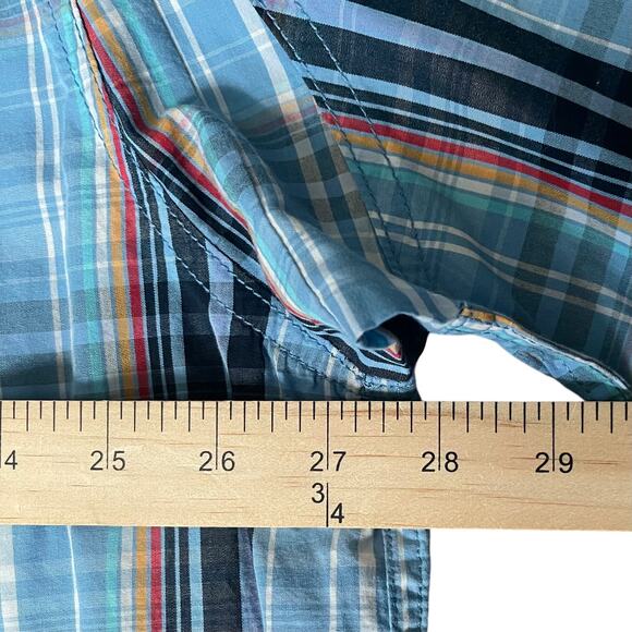 Duluth Trading Men's Point Collar Button-Down Shirt Blue Plaid Cotton Size 2XL - Picture 5 of 6